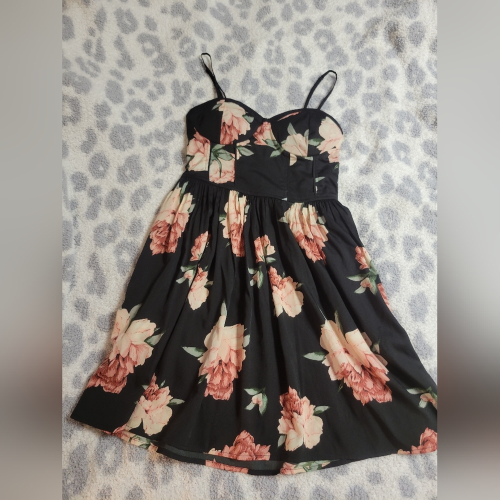 Black flora babydoll dress